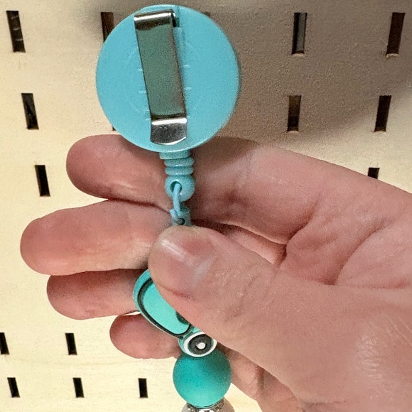 Handcrafted blue nurse theme badge reel - Picture 3 of 5